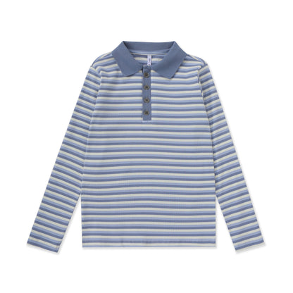 Girls Ribbed  Polo Shirt 093 BLUE / 10