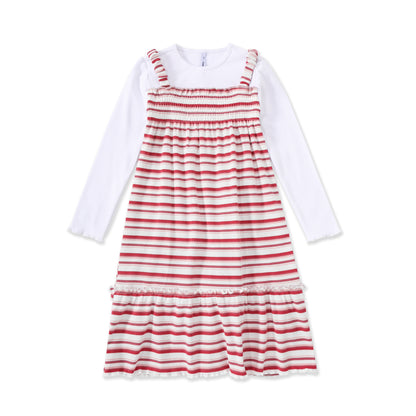 Ribbed striped Dress 096 PINK / 7