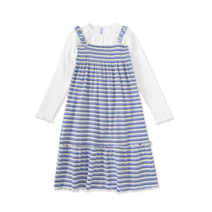 Ribbed striped Dress 096 BLUE / 7