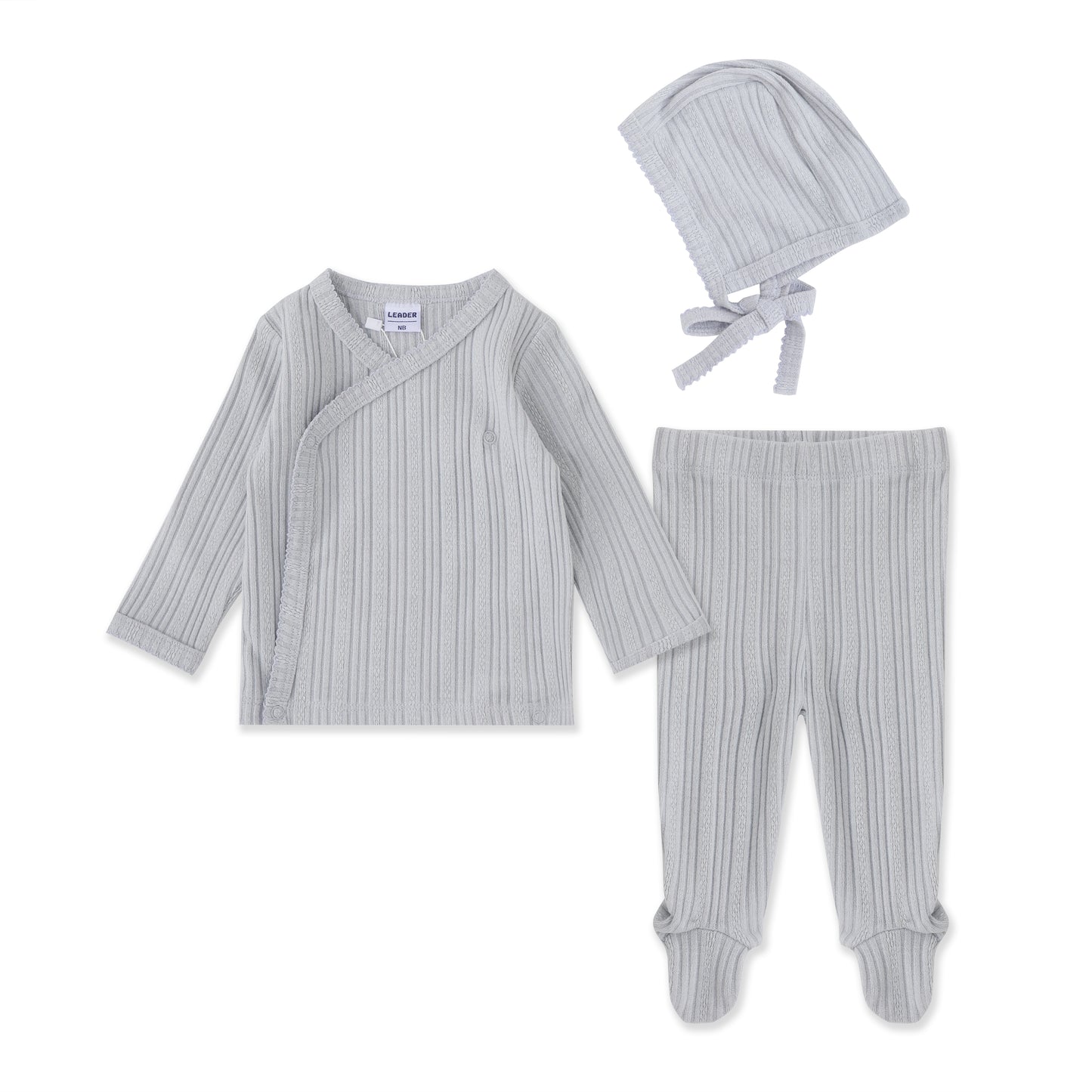 Essential Newborn Wrap Set – Three piece Knit Set with Bonnet 025 Light Blue / NB