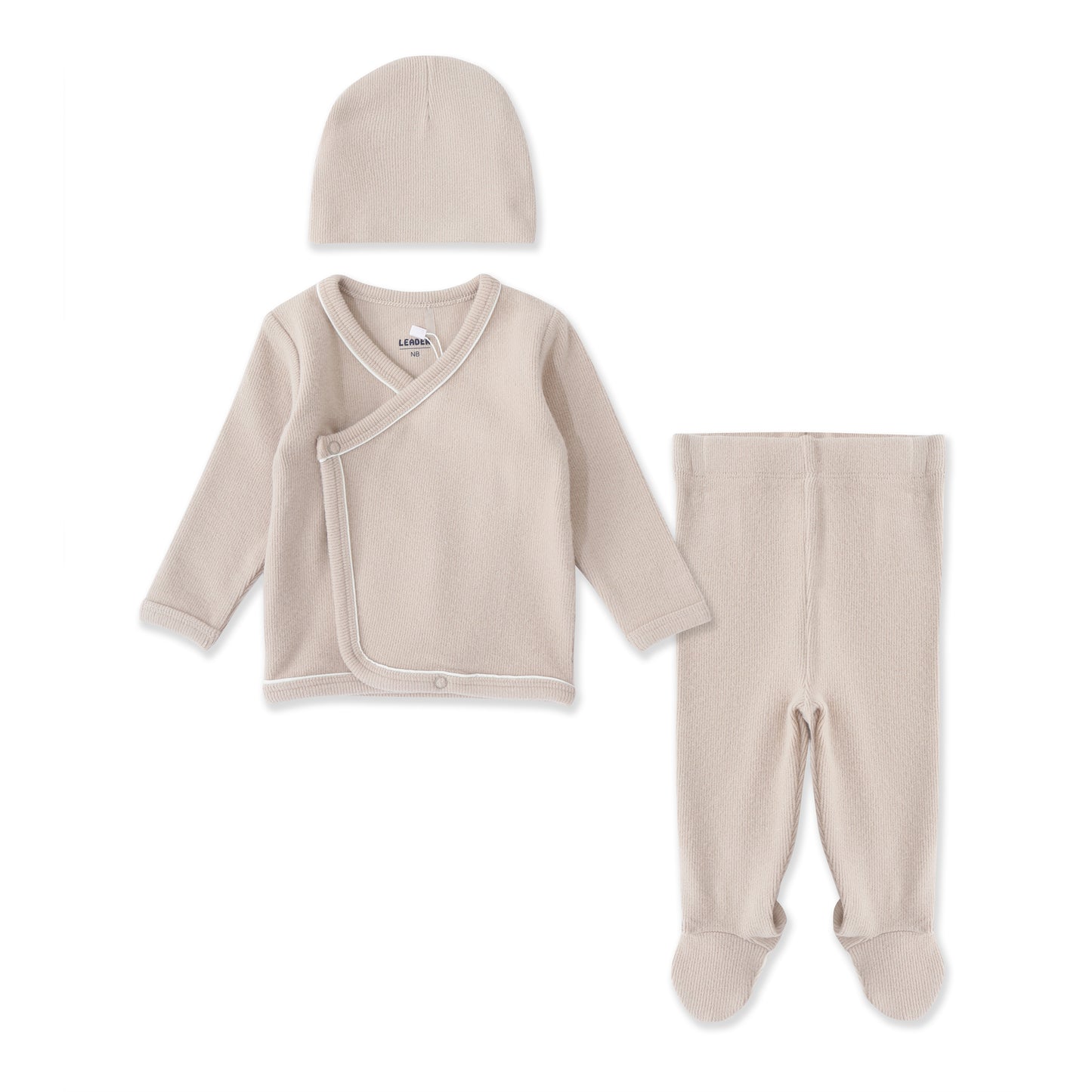 Essential Newborn Wrap Set – Three piece Knit Set with Bonnet 026 Beige / NB