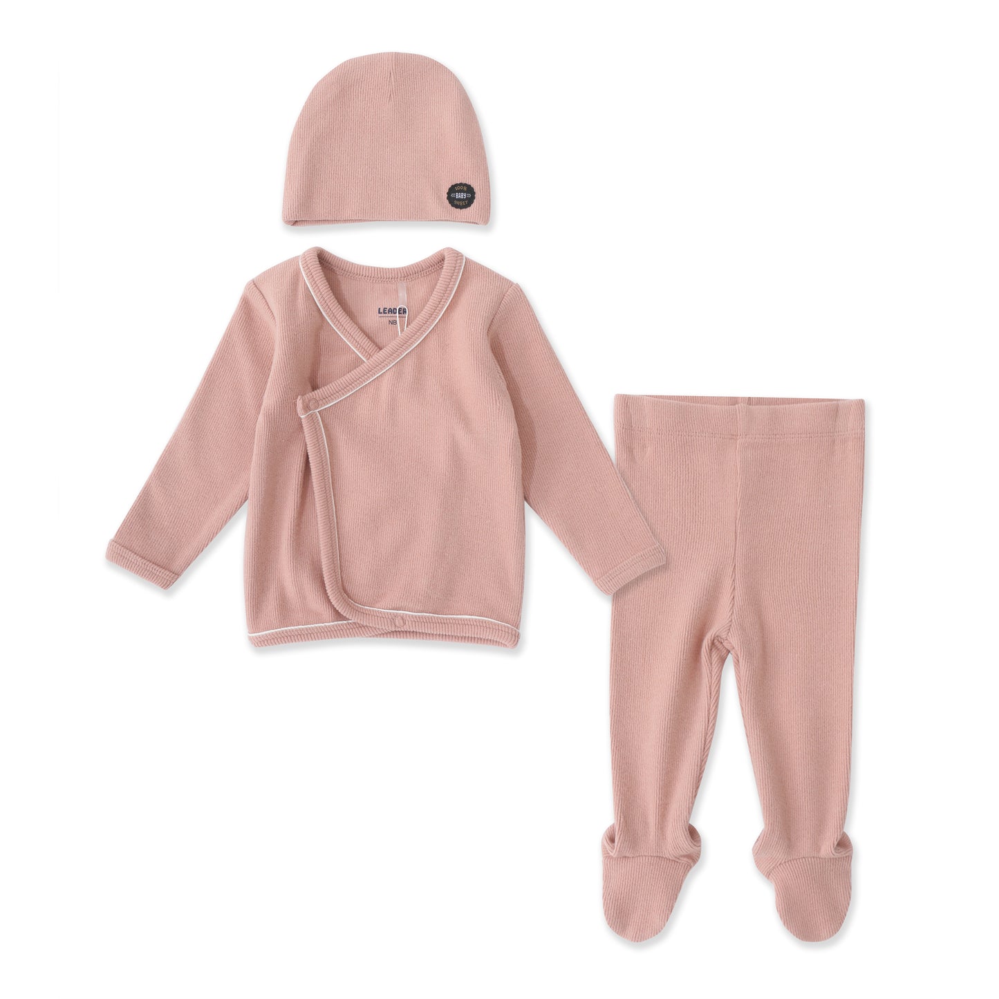 Essential Newborn Wrap Set – Three piece Knit Set with Bonnet 026 Pink / NB