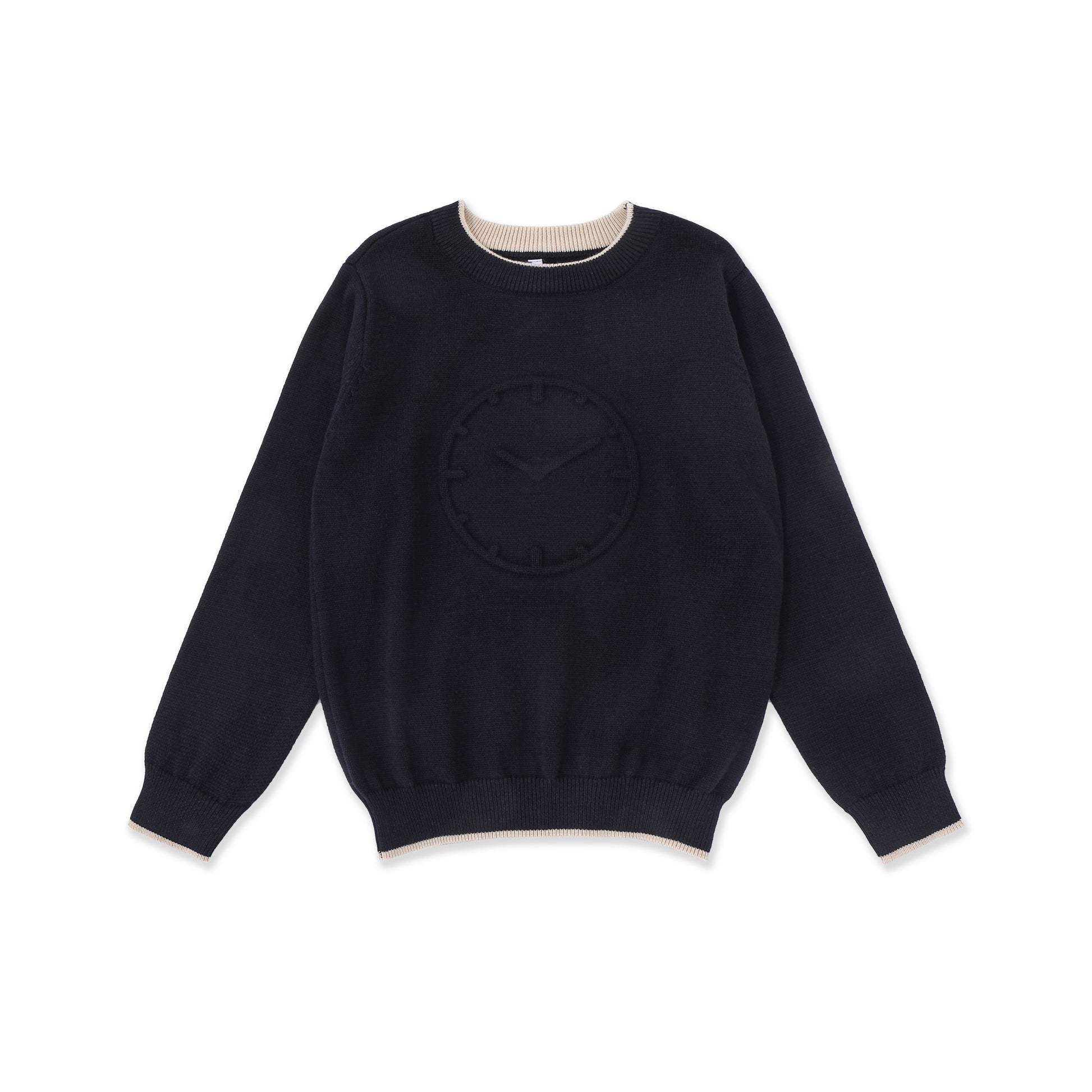 Boys' Crewneck with Clock Motif 037 Navy / 14