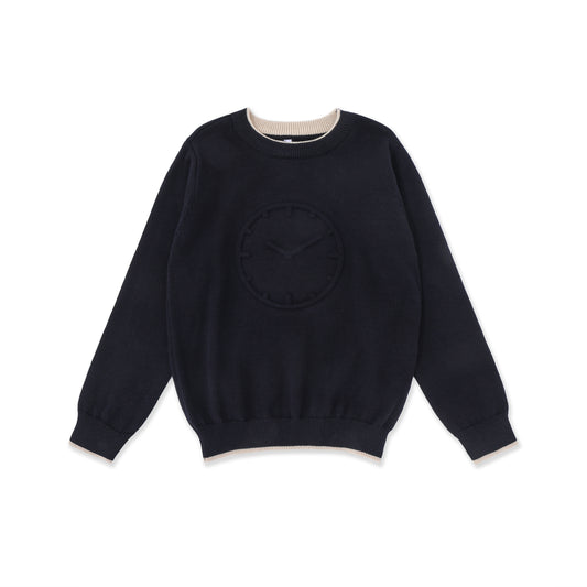 Boys' Crewneck with Clock Motif 037 Navy / 14