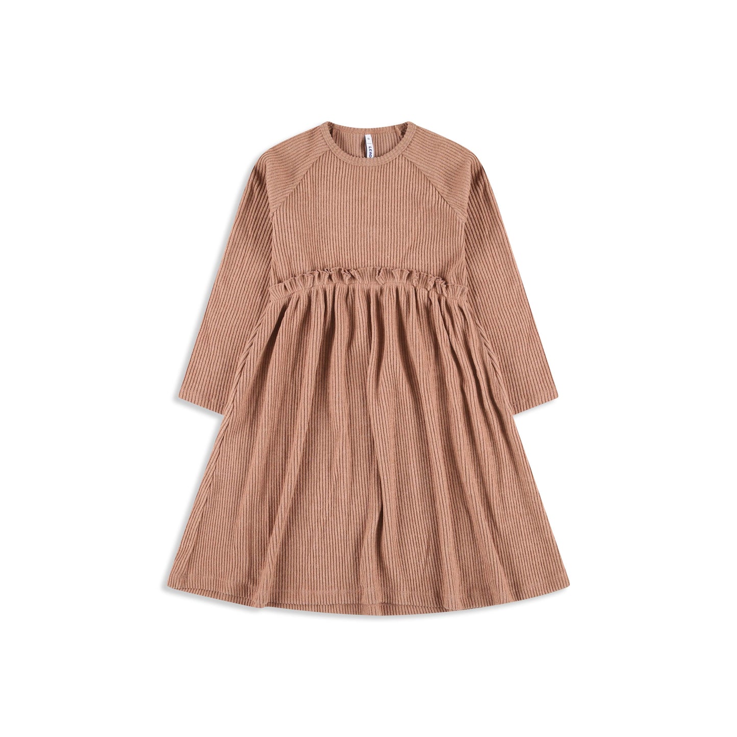 Floral Swing Dress – Long Sleeve Brushed Rib Dress 040 Brown / 12