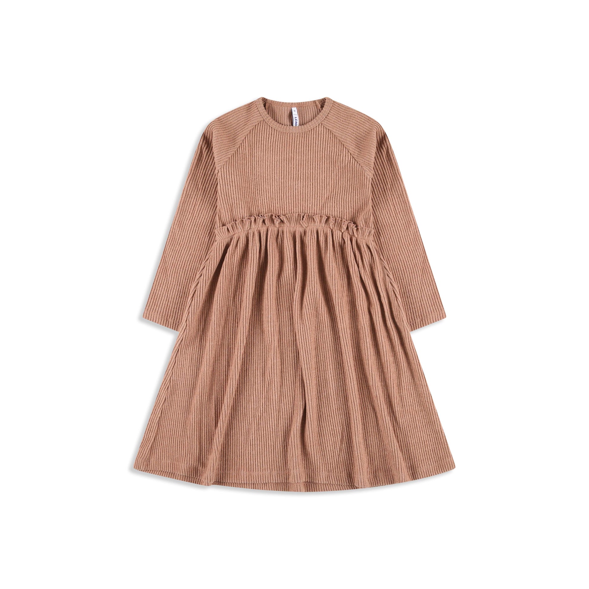 Floral Swing Dress – Long Sleeve Brushed Rib Dress 040 Brown / 12