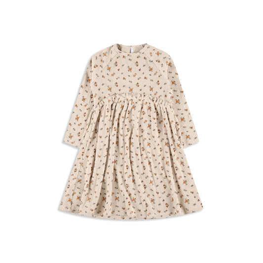 Floral Swing Dress – Long Sleeve Brushed Rib Dress 040 Beige / 12