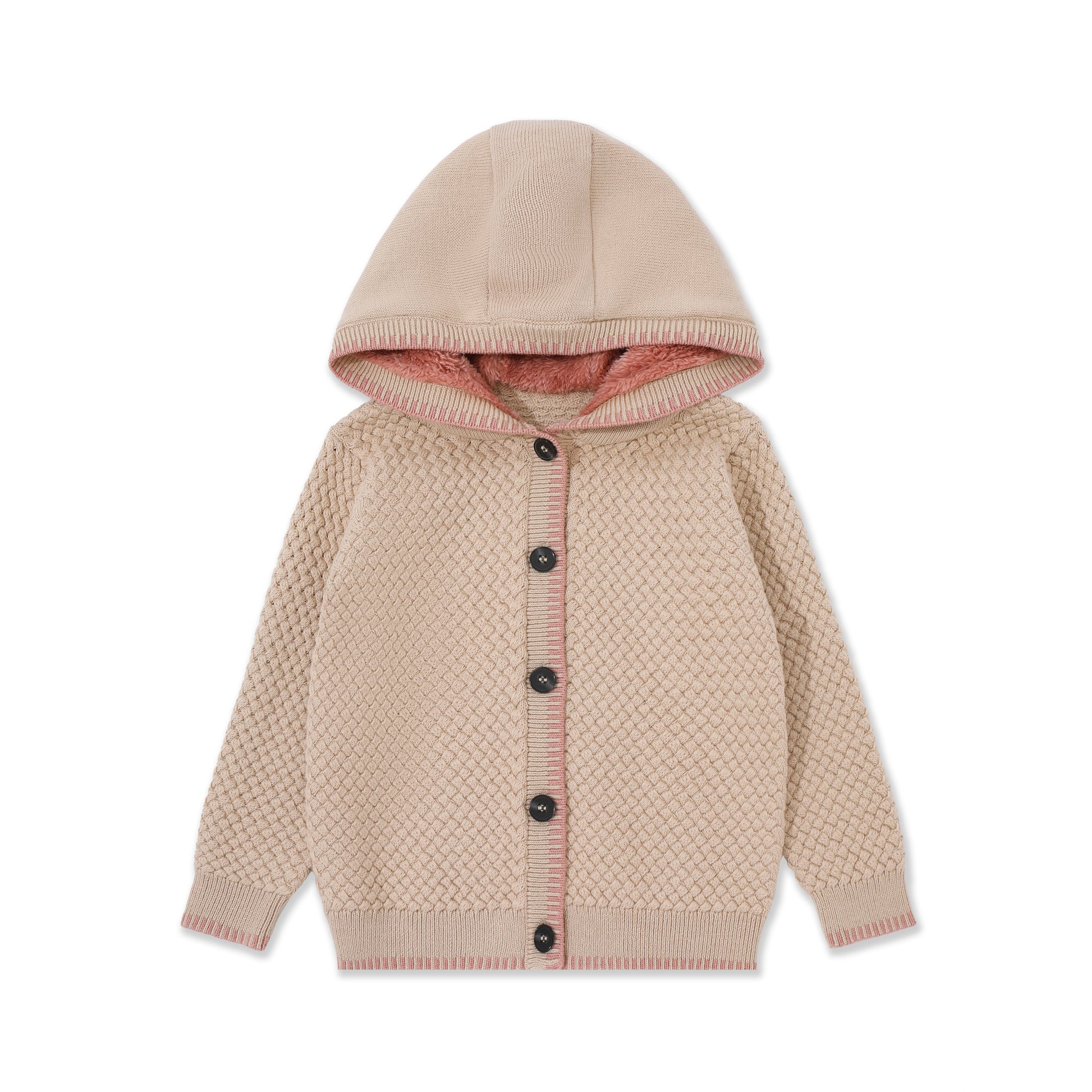 Contrast stitched baby hoodie 045 Cream / 3-6M