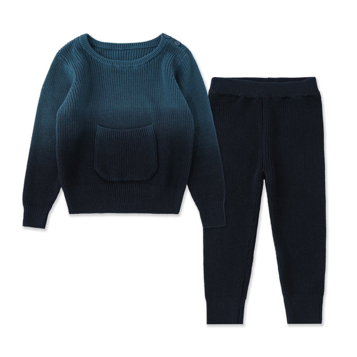 Pocket Patch Set – Baby Gradient Sweater & Pants Set 047 Teal / 3-6M
