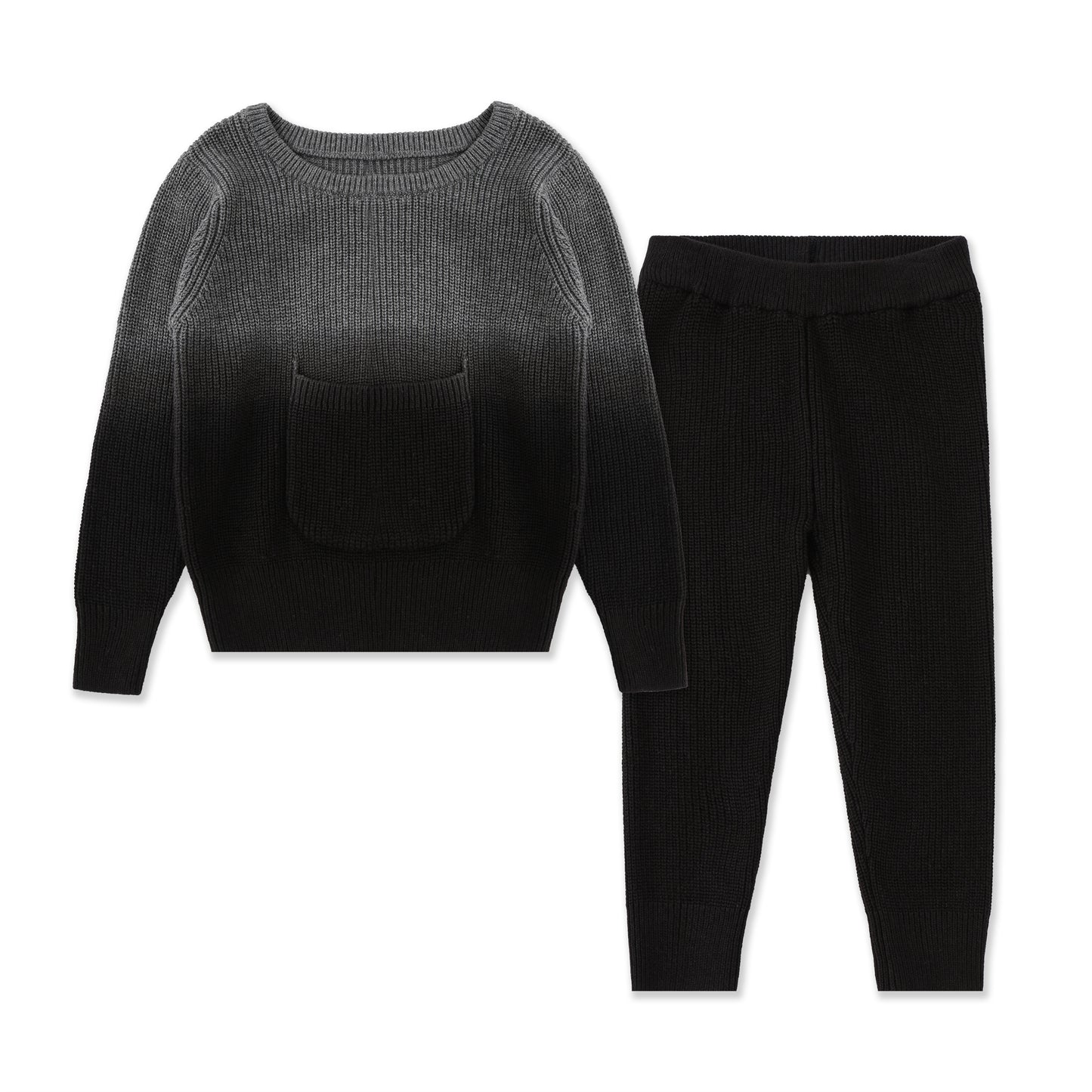 Pocket Patch Set – Baby Gradient Sweater & Pants Set 047 Dark Grey / 3-6M