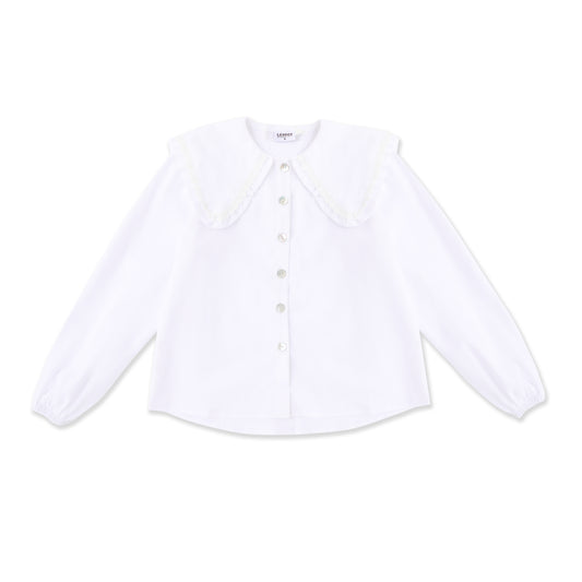 Textured button-down girls shirt 050 White / 16