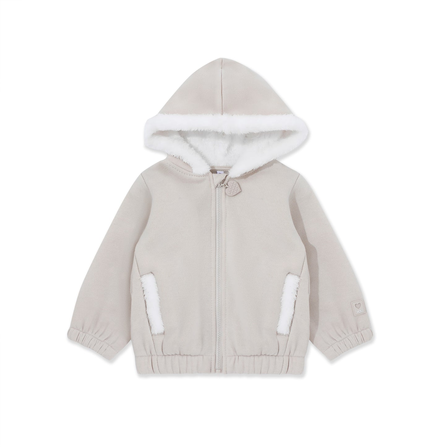 Girls Fleece Zip Hoodie 014 Beige / 3-6M