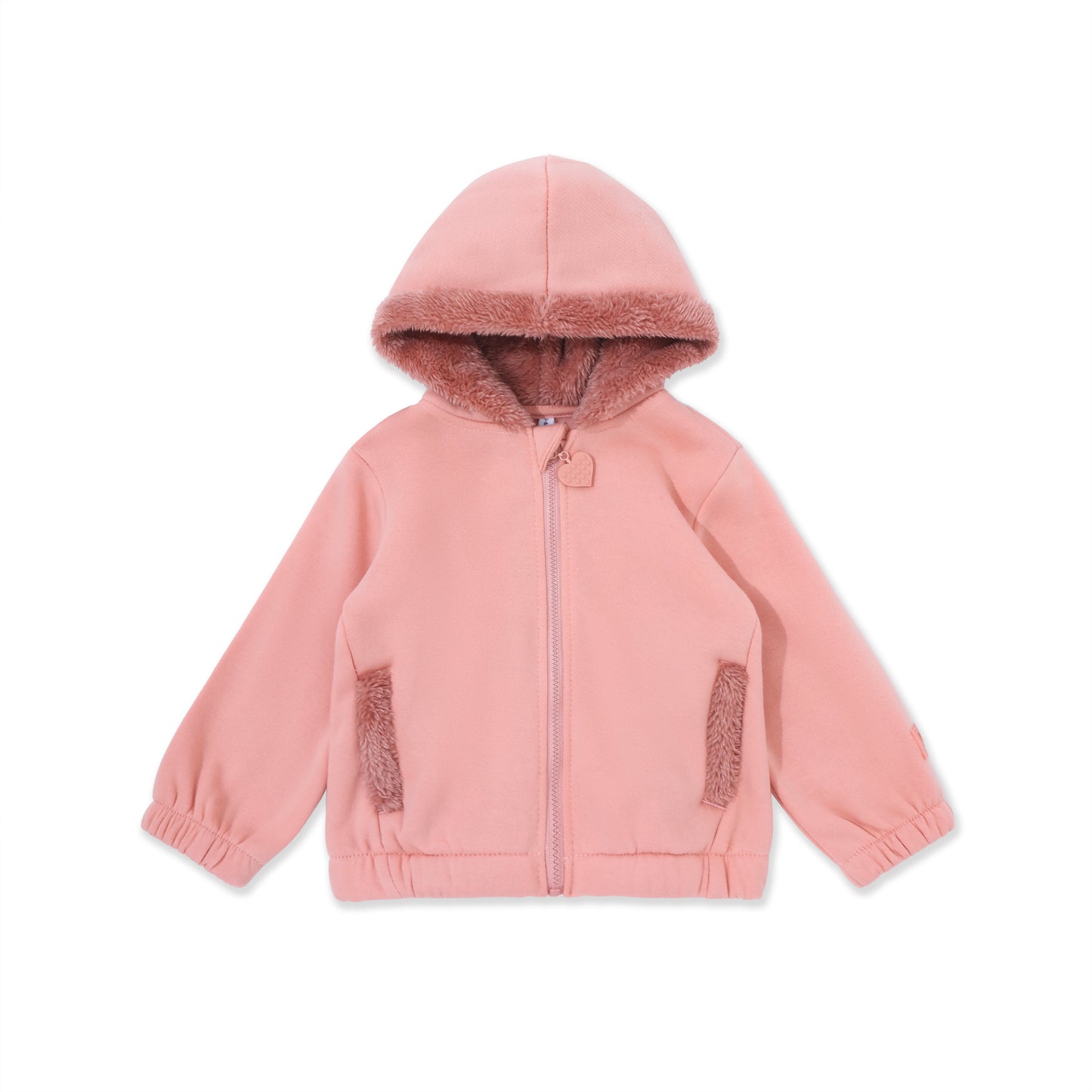 Girls Fleece Zip Hoodie 014 Peach / 3-6M