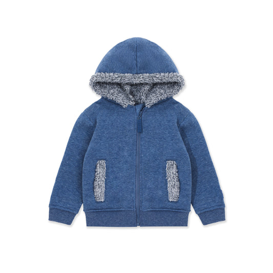 Boys Fleece Zip Hoodie 015 Textured Denim / 3-6M