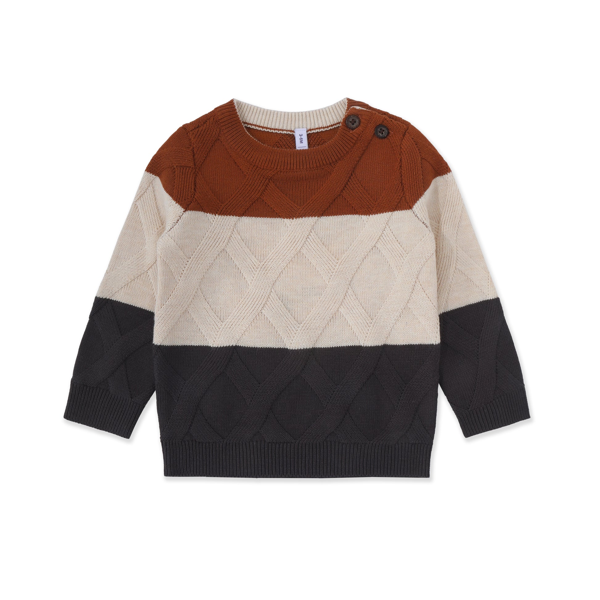 Argyle Colorblock Sweater 047 Beige / 3-6M