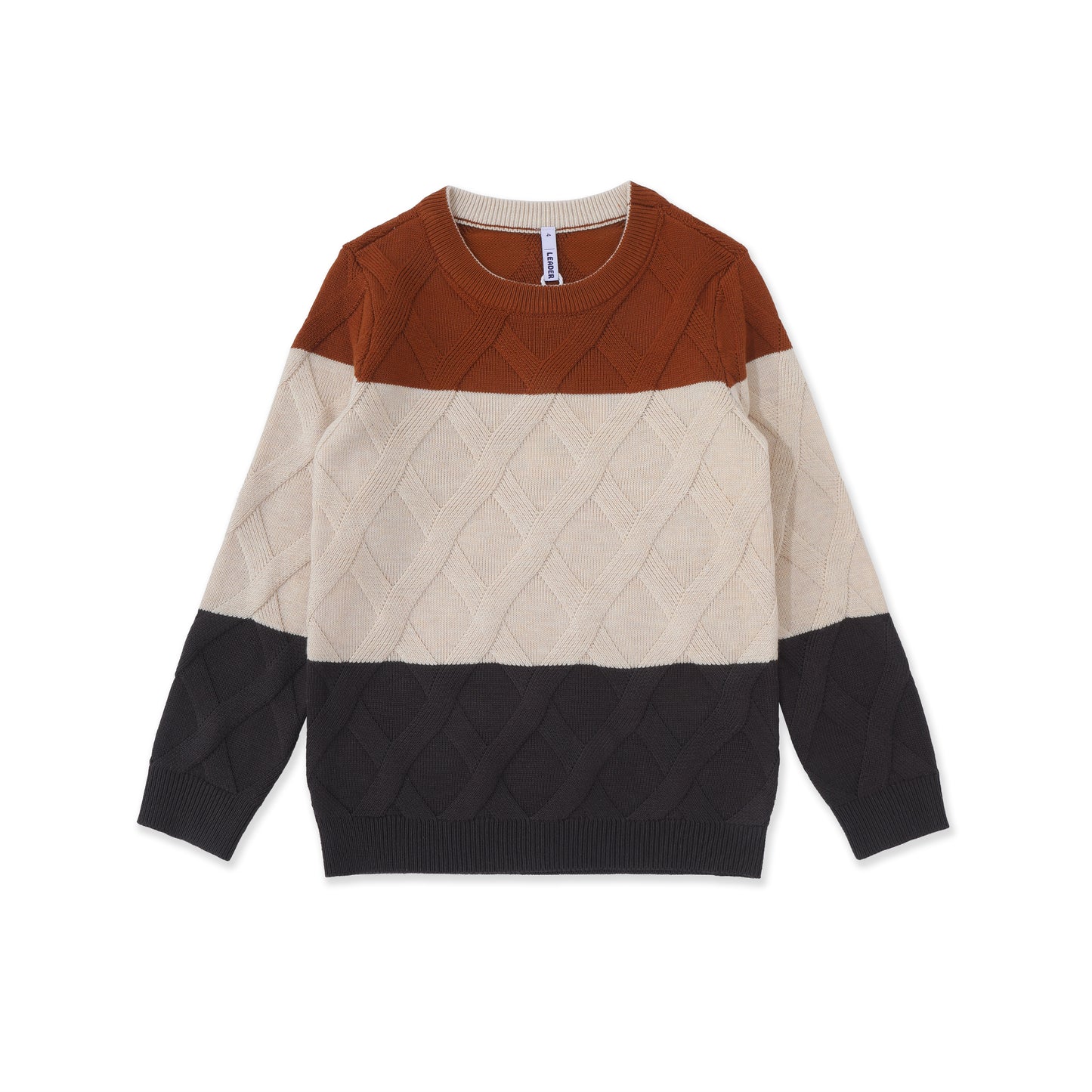 Argyle Colorblock Sweater 048 Beige / 14