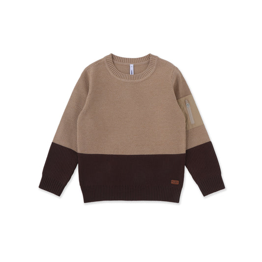 Colorblock Pocket Sweater 049 Beige / 14