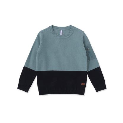 Colorblock Pocket Sweater 049 Light Blue / 14