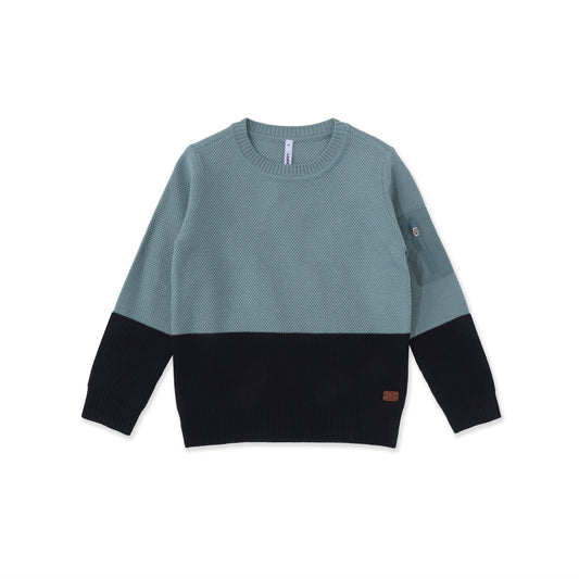 Colorblock Pocket Sweater 049 Light Blue / 14