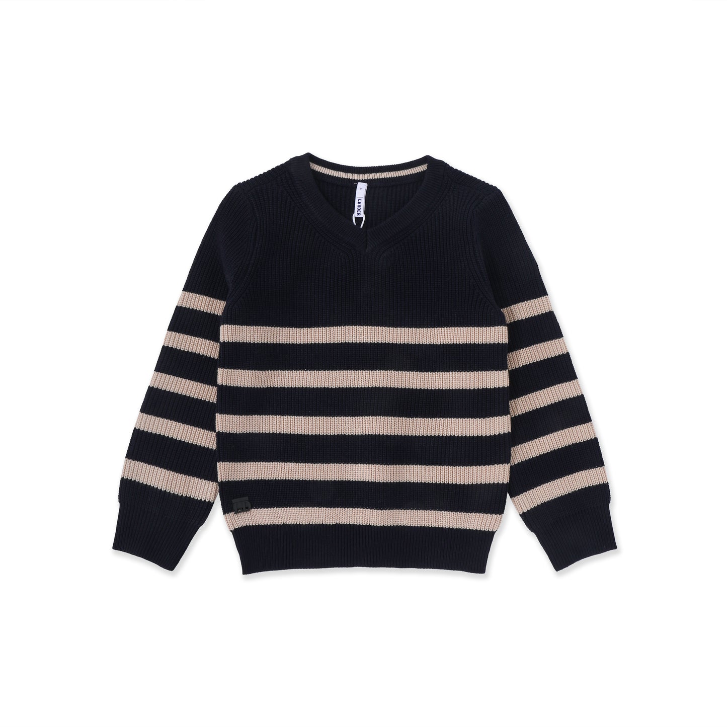 Striped V-Neck Sweater 050 Navy / 14