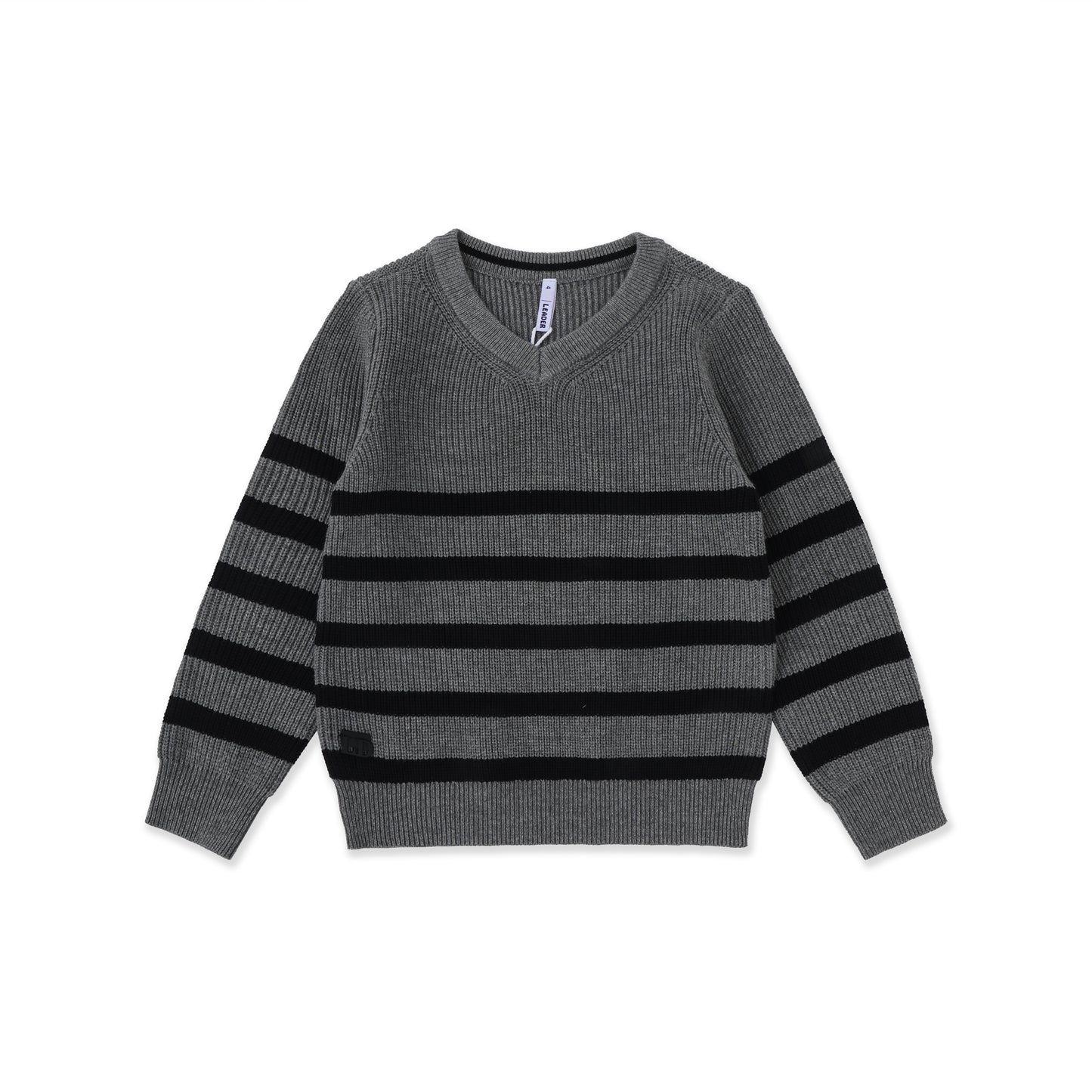Striped V-Neck Sweater 050 Grey / 14
