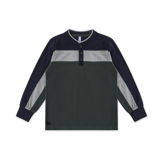 Colorblock Henley Tee 056 Green / 16