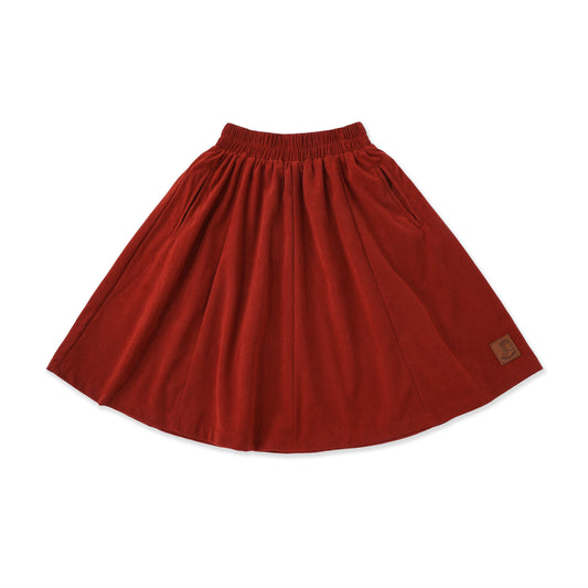 Corduroy Flared Skirt 058 Maroon / 16