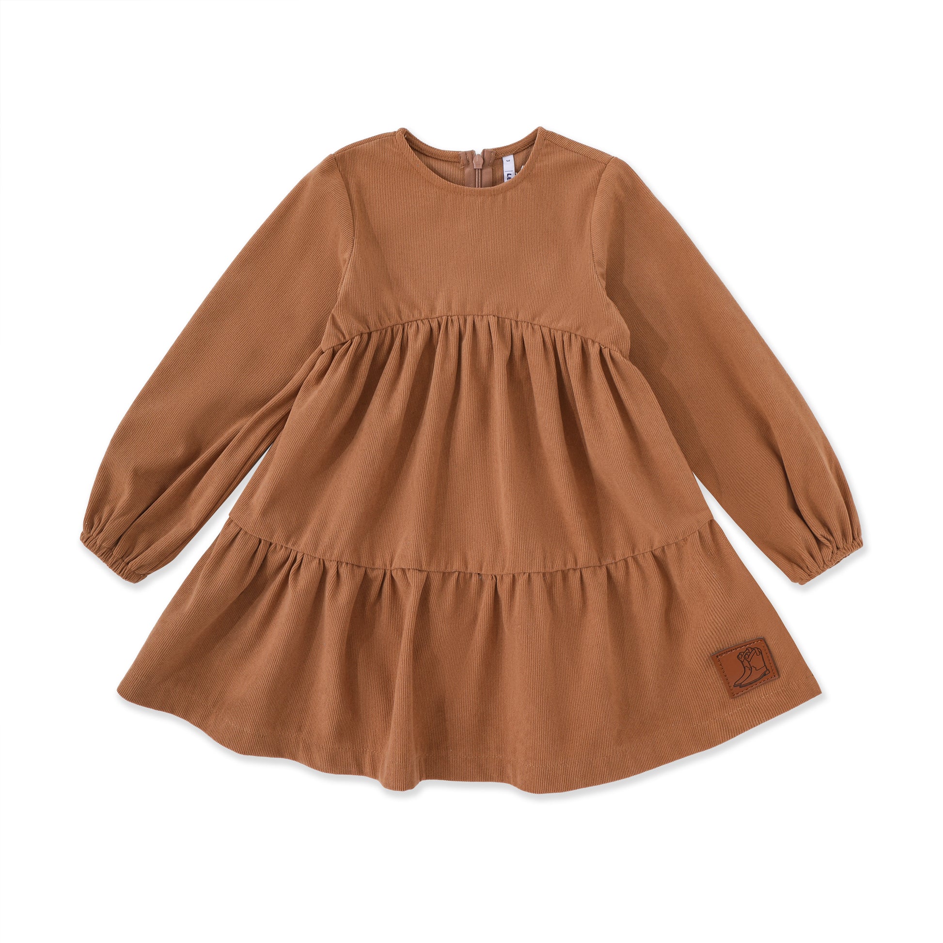 Tiered Corduroy Dress 059 Beige / 12