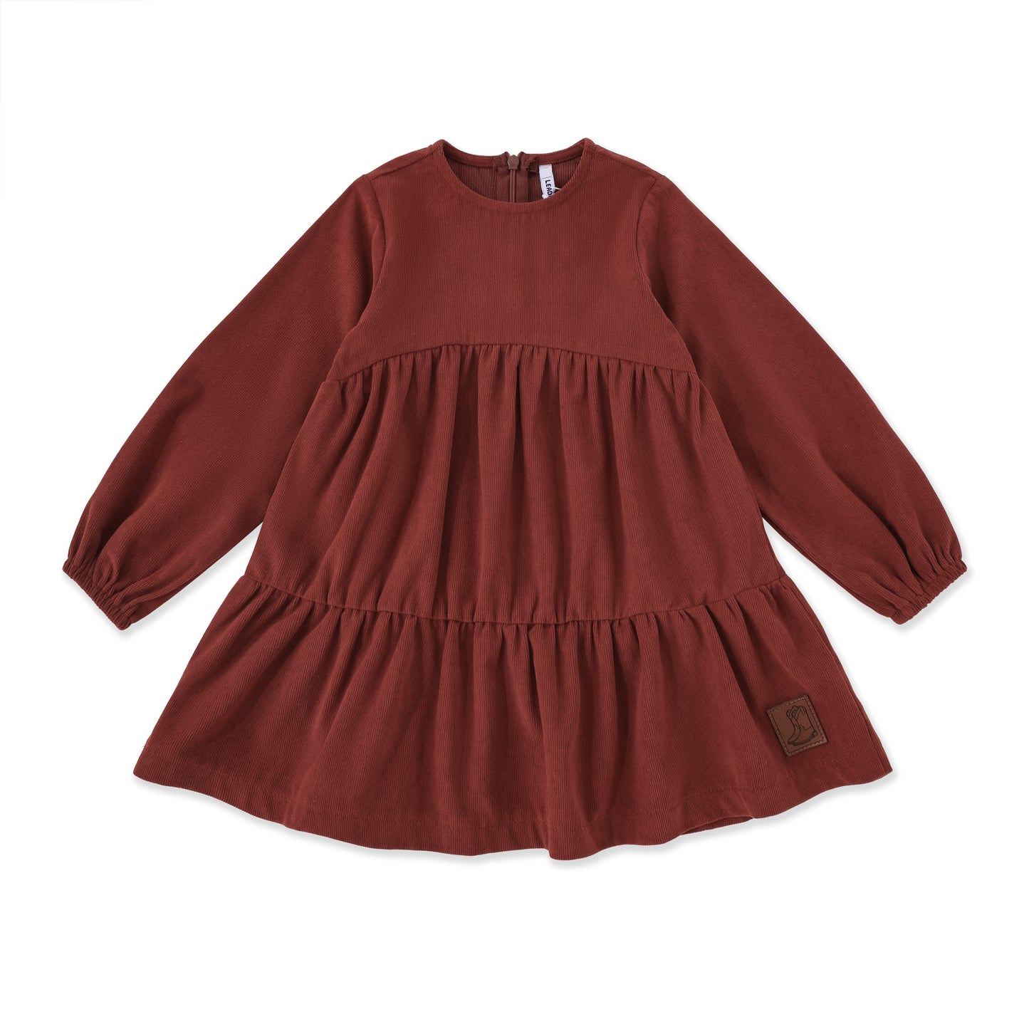 Tiered Corduroy Dress 059 Maroon / 12
