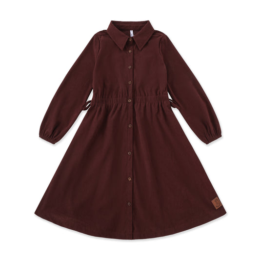 Button-Down Corduroy Shirt Dress 060 Maroon / 16