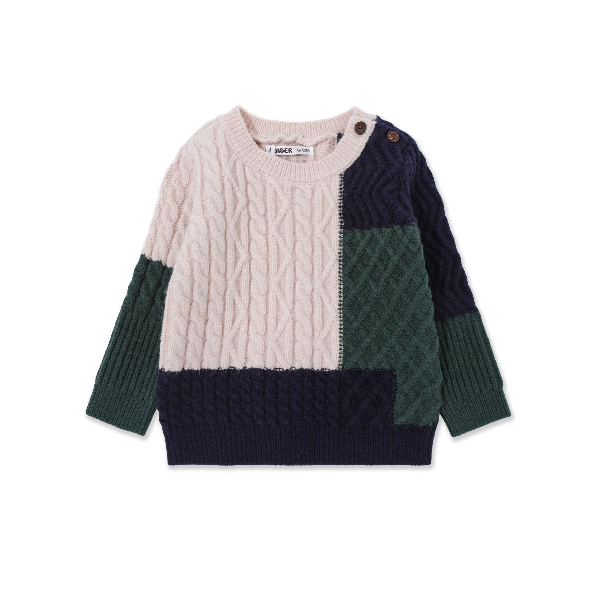 Mosaic Cable‑Block Sweater — Infant 066 Green / 612