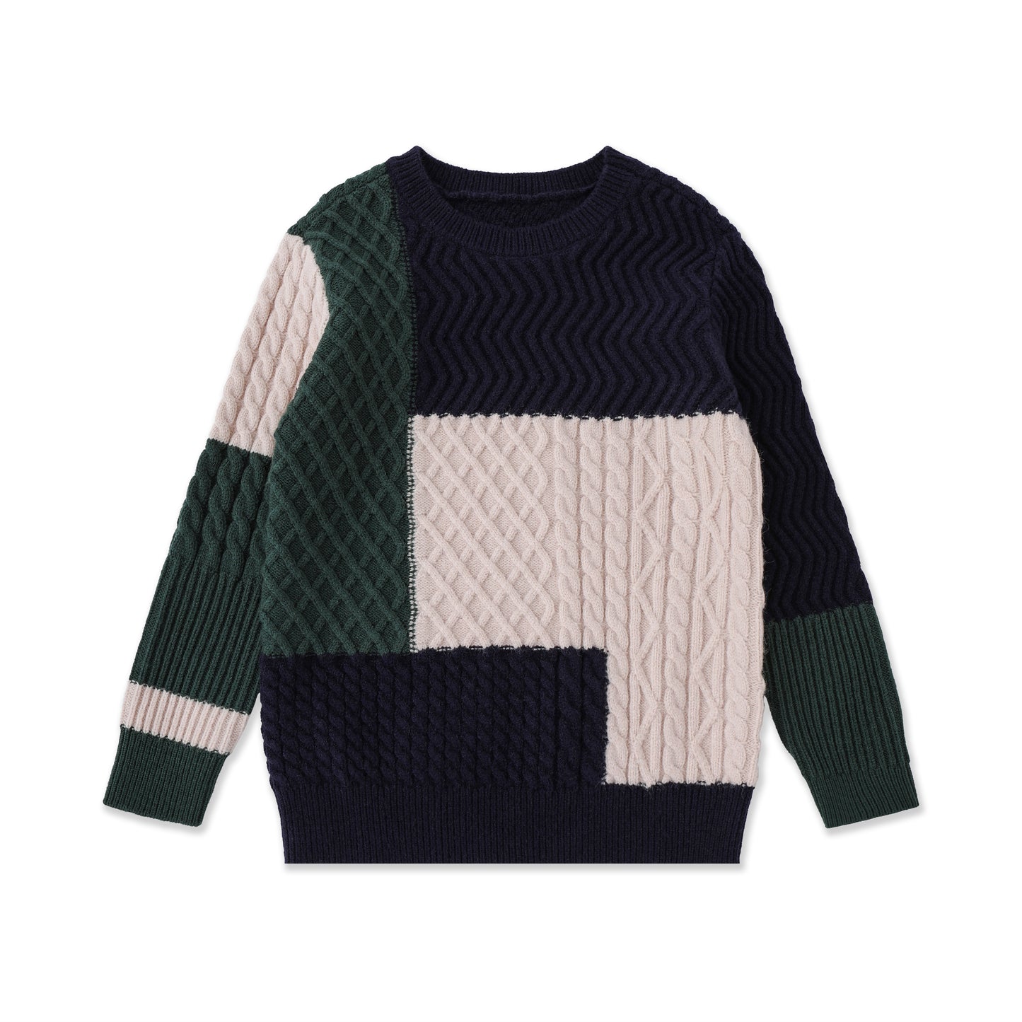 Mosaic Cable‑Block Sweater 070 Green / 14