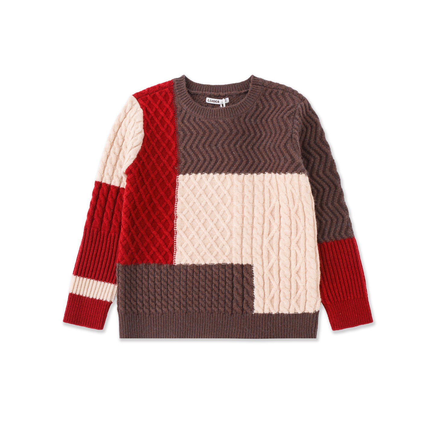Mosaic Cable‑Block Sweater 070 Maroon / 14