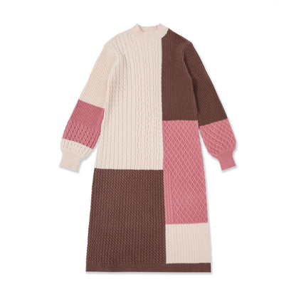 Mosaic Patchwork Sweater Dress 071 Pink / 16