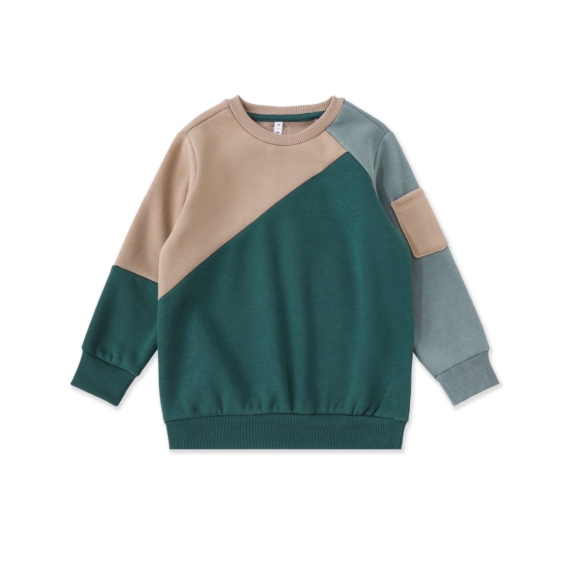 Color block pocket sweatshirt 076 Green / 16