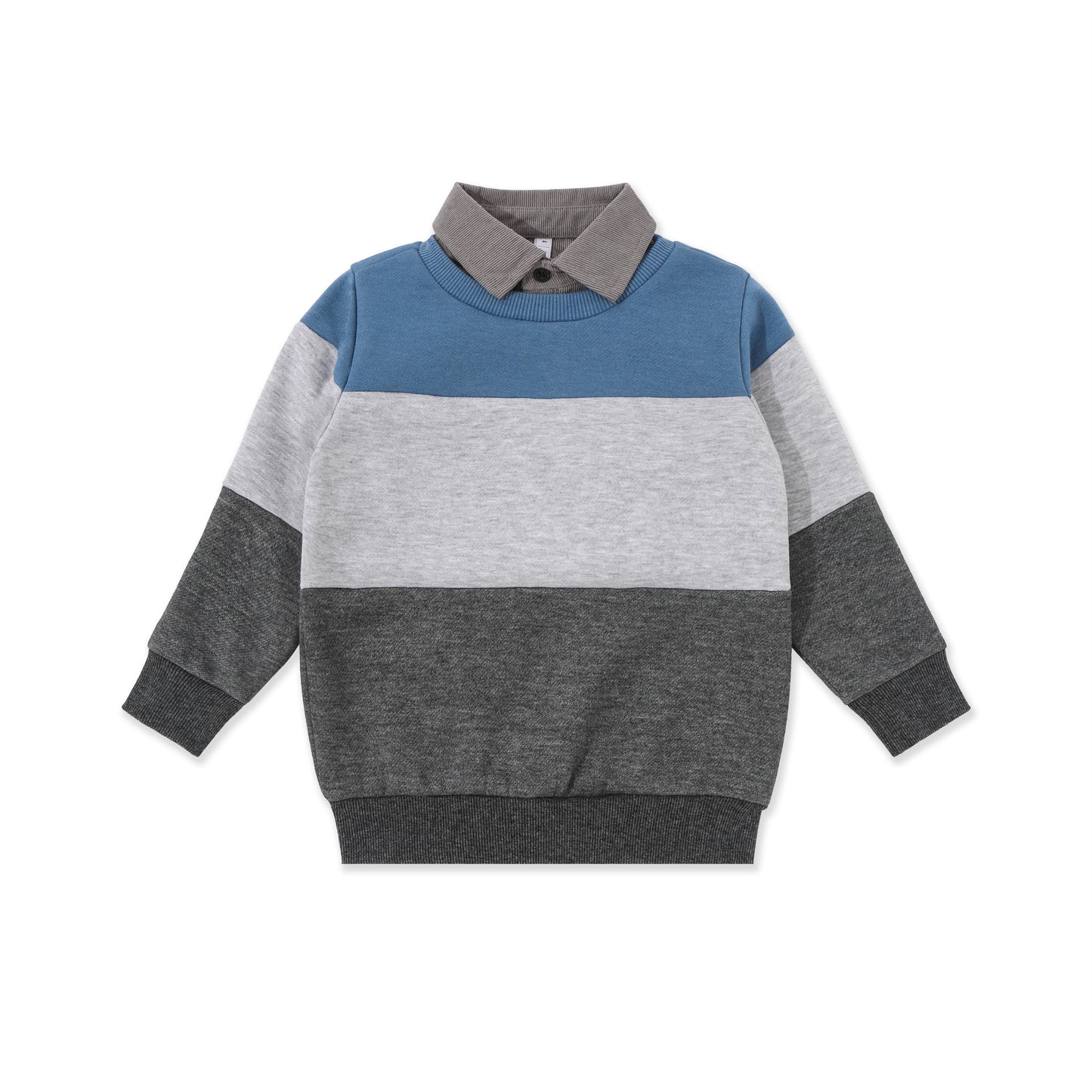 Corduroy combination striped sweatshirt 077 Dark Grey / 16