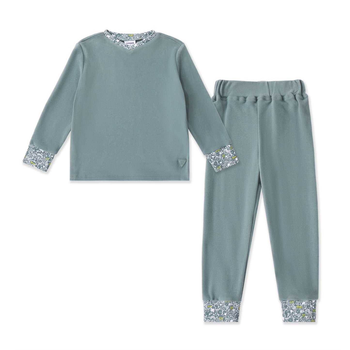 Botanical Cuff Pajama Set 235 Green / 12