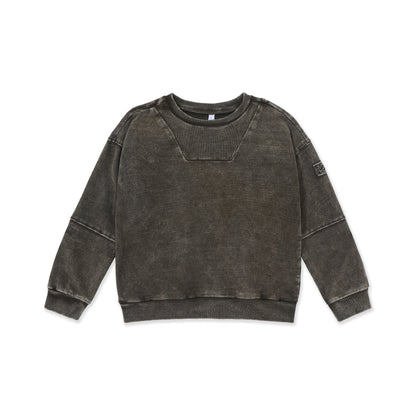 Acid Wash V-Neck Pullover 241 Green / 8