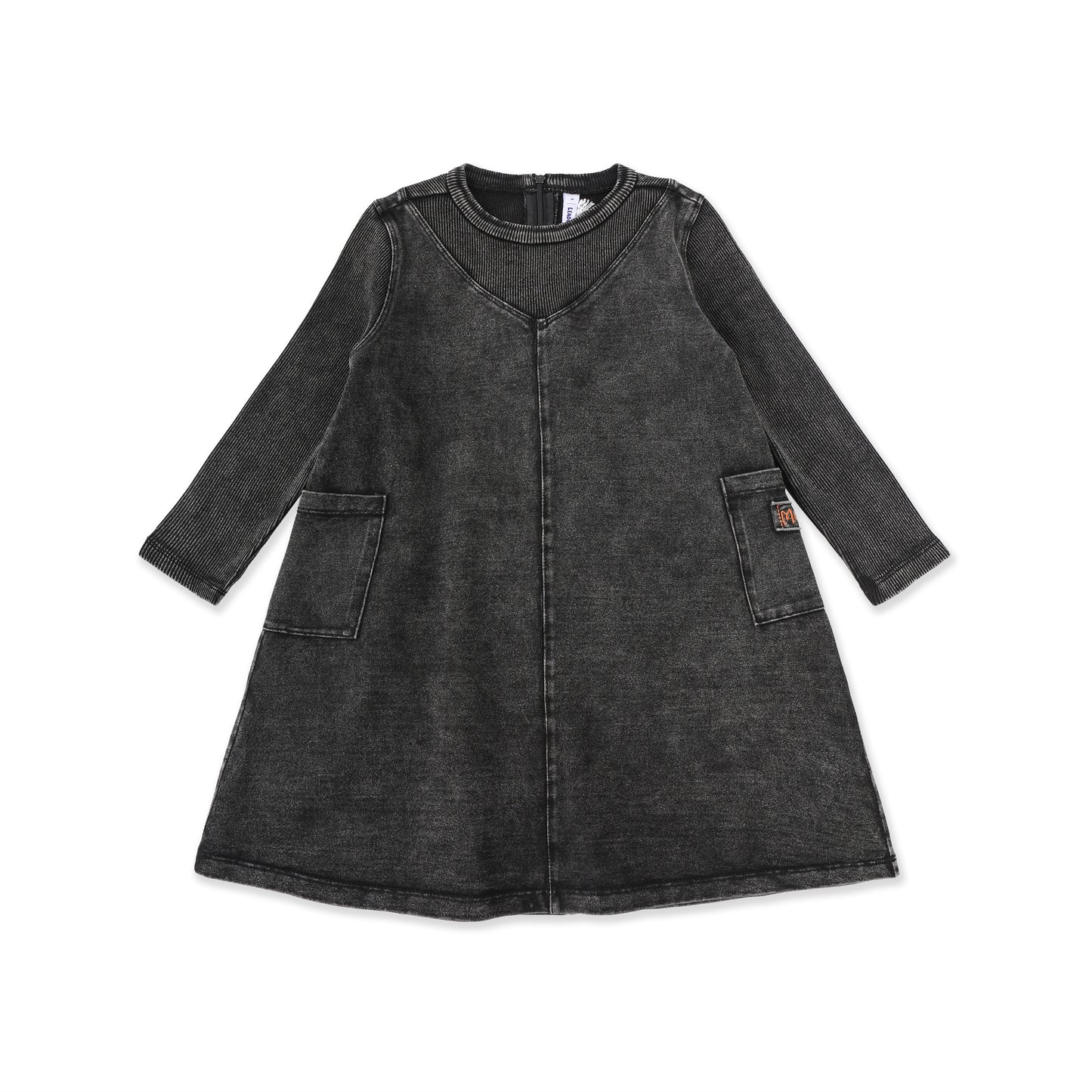 Acid Wash Pocket Dress 246 Black / 8