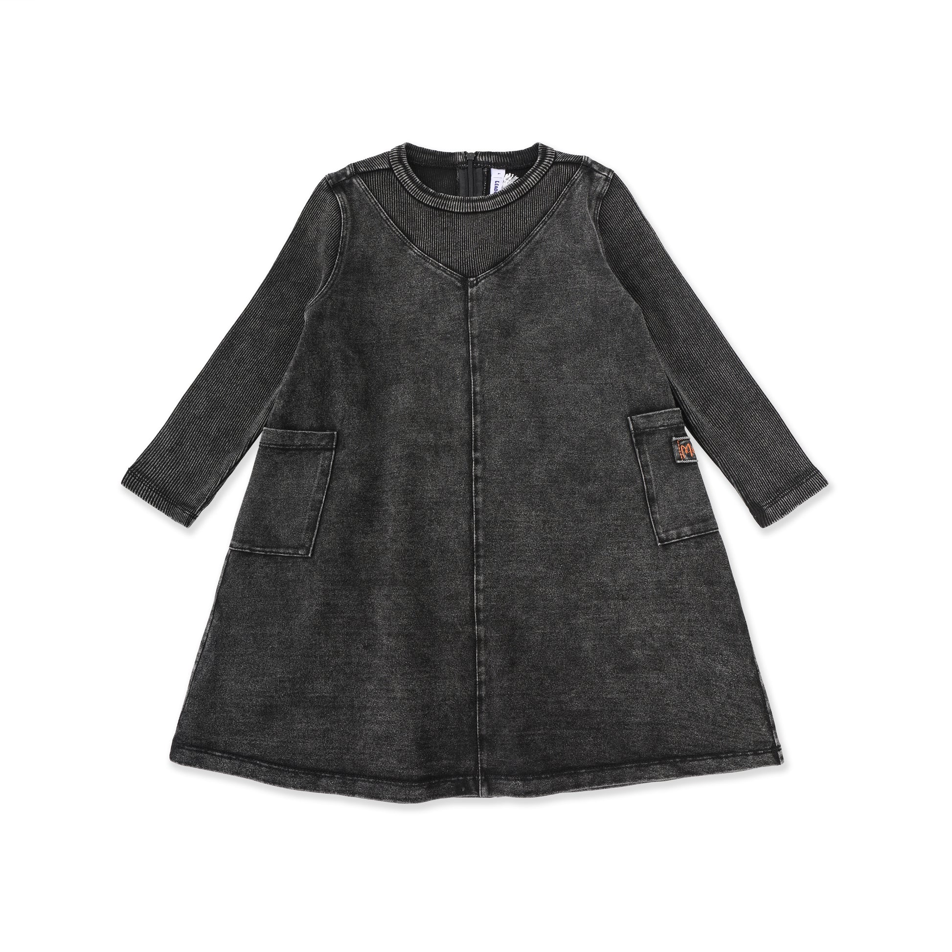 Acid Wash Pocket Dress 246 Black / 8