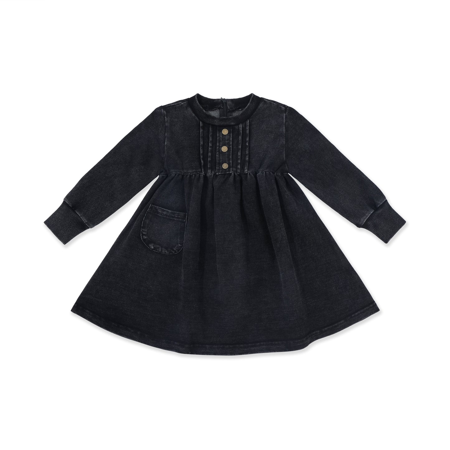 Acid Wash Pleated Dress 247 Black / 10