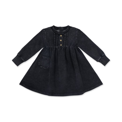 Acid Wash Pleated Dress 247 Black / 10