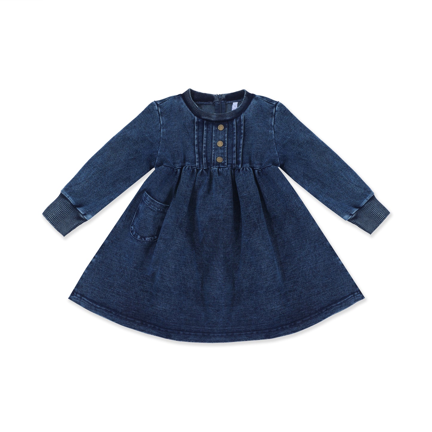 Acid Wash Pleated Dress 247 Blue / 10