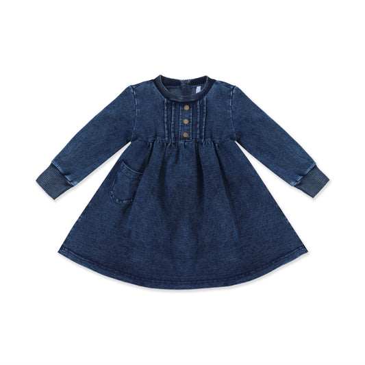 Acid Wash Pleated Dress 247 Blue / 10