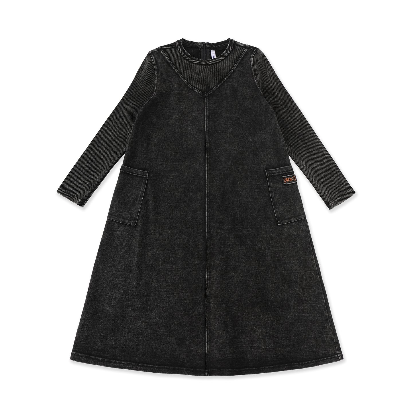 Acid Wash Pocket Dress — Teens 250 Black / 16