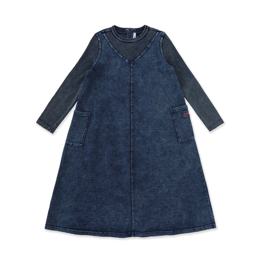 Acid Wash Pocket Dress — Teens 250 Blue / 16