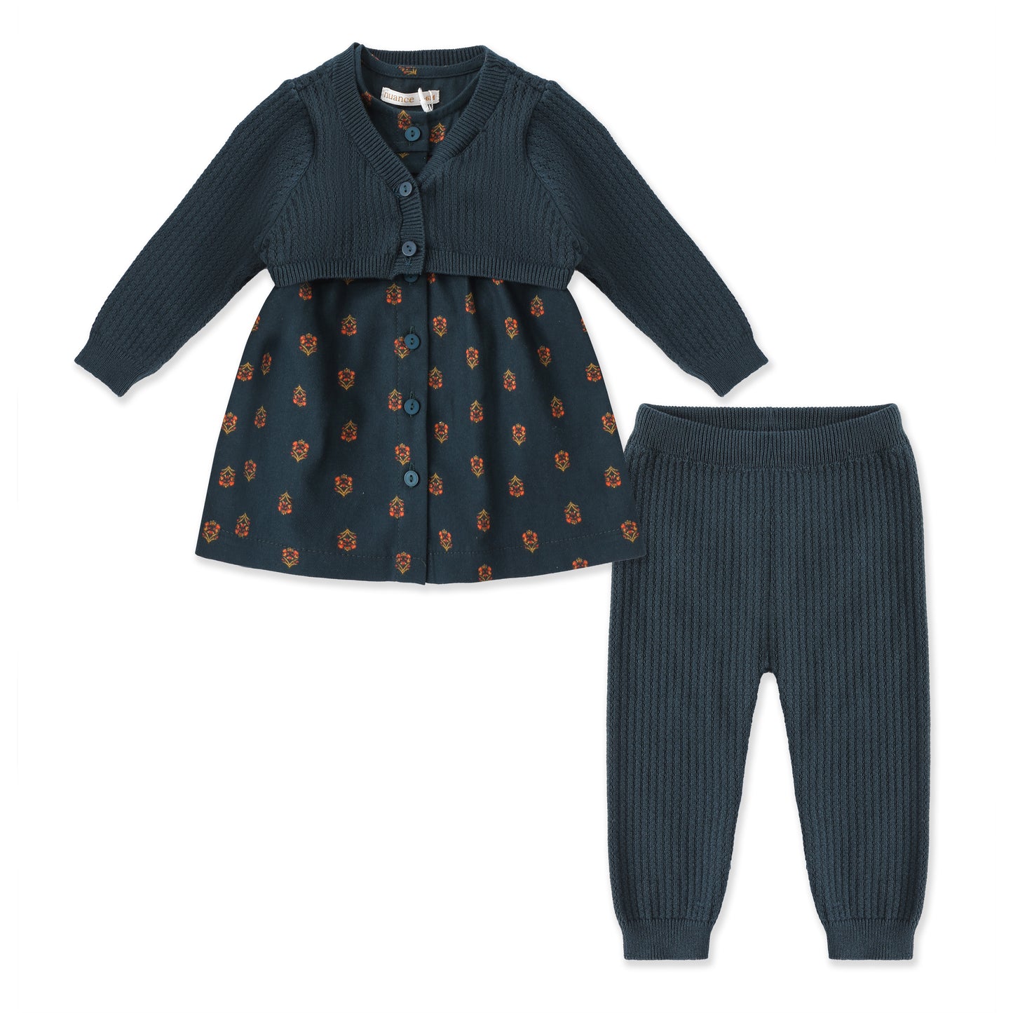 Vintage Garden Dress & Leggings Set 261 Teal / 3-6M