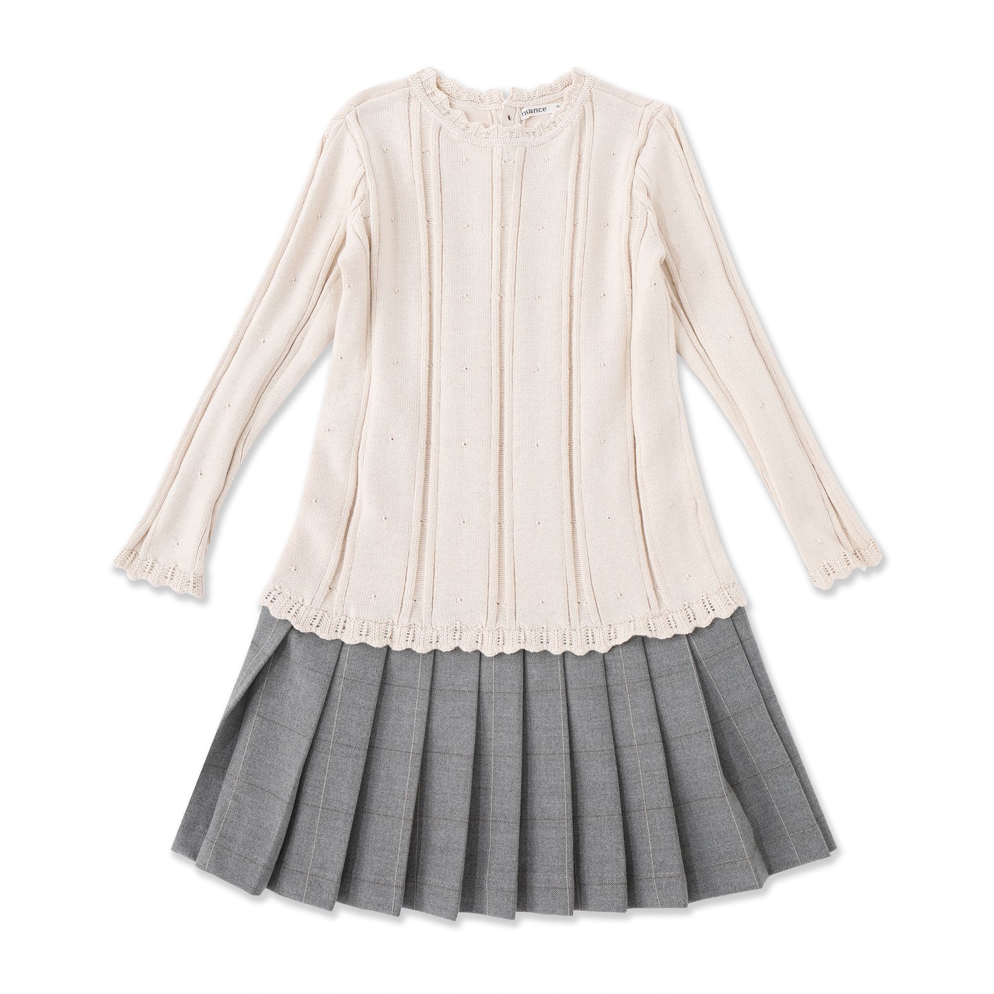 Heritage Knit Top & Plaid Skirt Dress 273 Cream / 14