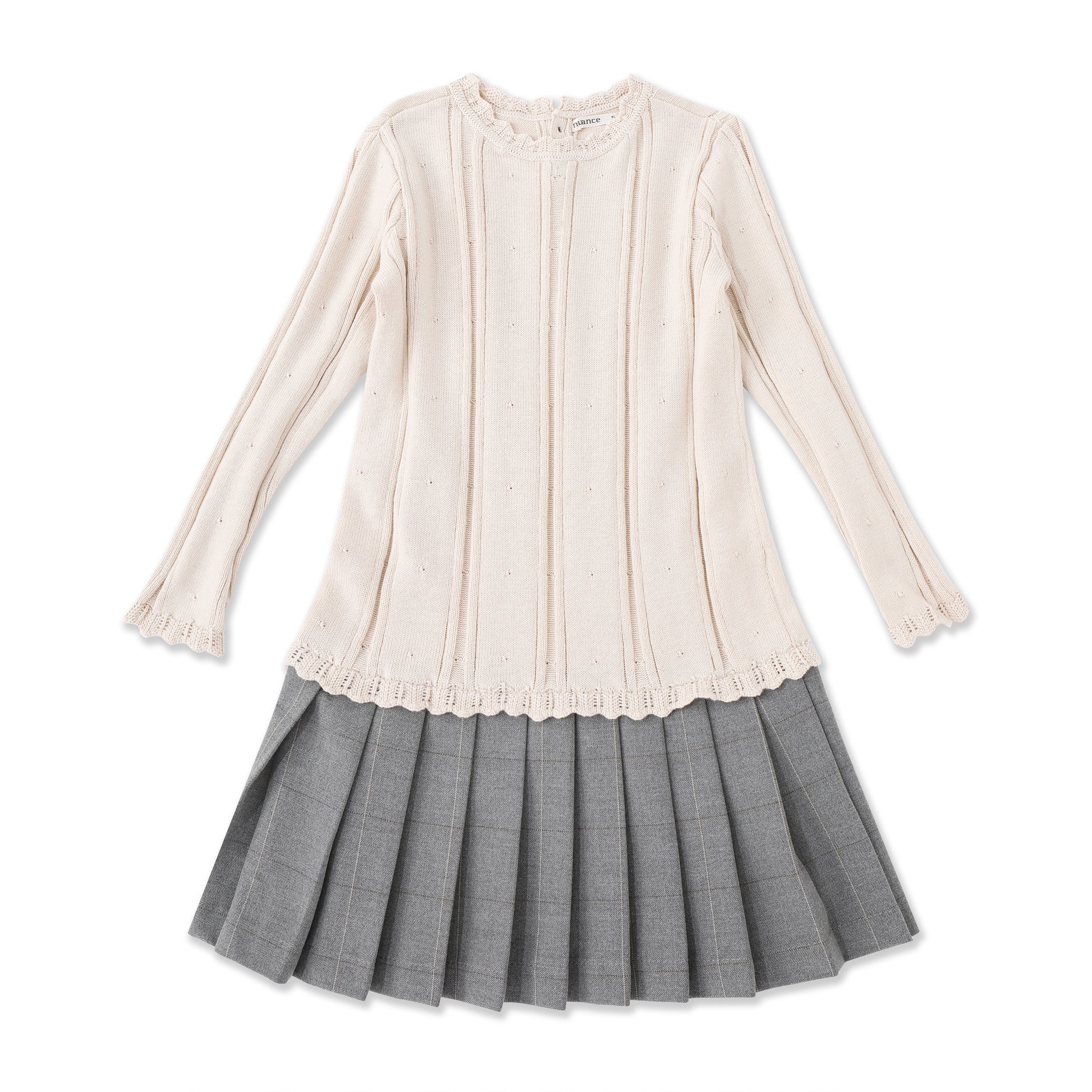 Heritage Knit Top & Plaid Skirt Dress 273 Cream / 14