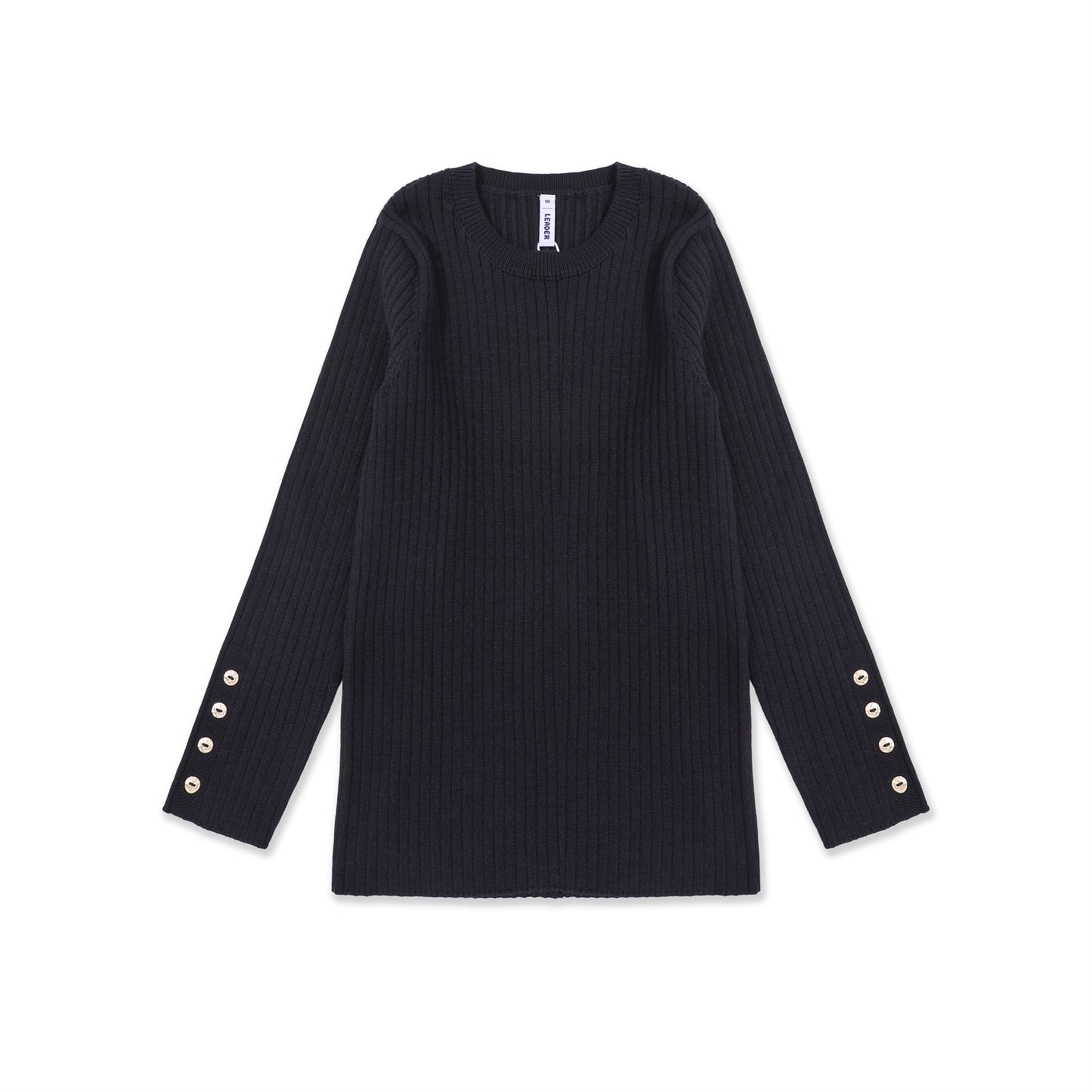 Essential Ribbed Button-Cuff Sweater 277 Navy / 18